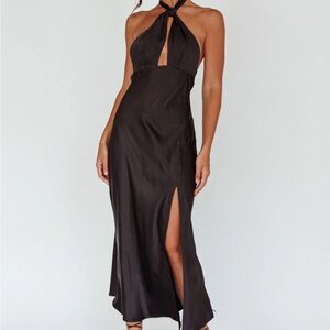 Selfie Leslie Halter neck Open Back Midi Dress